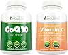 Purely Holistic CoQ10 100mg  Vitamin C 1000mg with Rosehip & Acerola Cherry Bioflavonoid - 120 Softgels & 365 Capsules Bundle - Made in USA