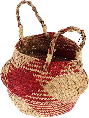 Miniatura 10 de Cesta de almacenamiento de lino tejido con asas dobles para almacenamiento de flores, contenedor decorativo para plantas para el hogar y la oficina,