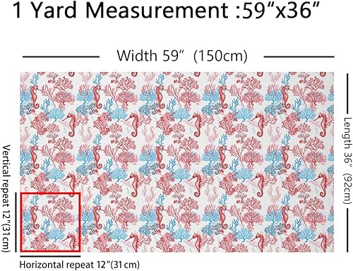 Miniatura 2 de Feelyou The Yard, tela de tapicería de caballito de mar para sillas, tela coral temática de criaturas oceánicas por The Yard, tela decorativa de