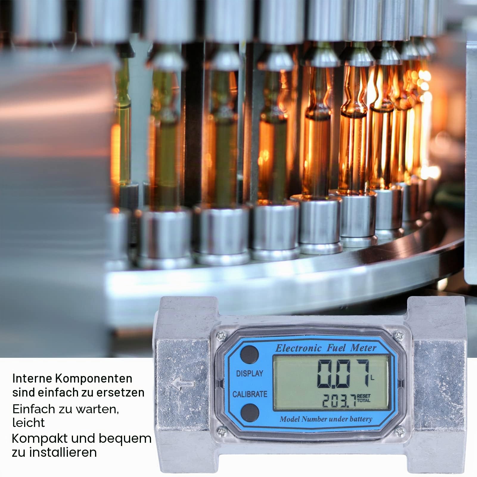 2-Zoll-Turbinen-Durchflussmesser, 35 Bis 200 l/Min. Elektronischer Digitaler Durchflussmesser für Kraftstoff, Flüssiges Wasser, Gasöl, 2,3 V-3,3 V LLW-50