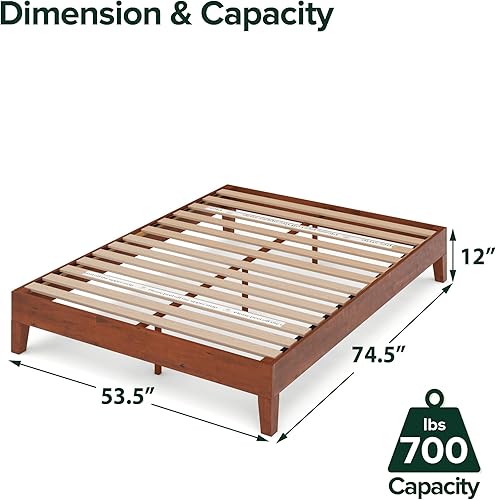 Miniatura 84 de Cama plataforma de madera sólida de lujo Zinus 12 pulgadas con cabecero de cama/no necesita resortes/soporte de madera con listón/acabado expreso