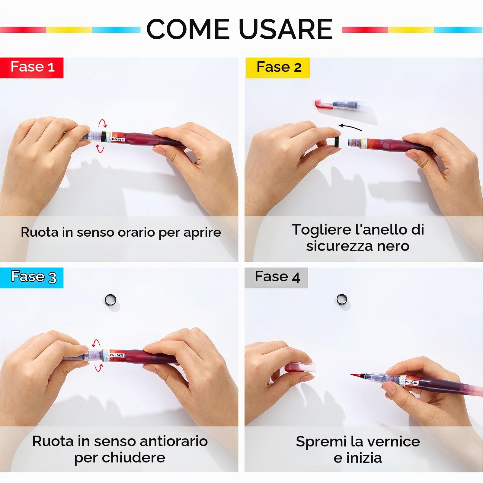 MEEDEN Pennelli con inchiostro liquido ad acquerello: 24 colori vivaci + 12 colori perlati a base di acquerelli, set di pennelli creativi regalo per artisti professionisti della calligrafia pittura