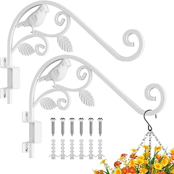 Swivel Outdoor Plant Hangers, 2 Pack 15.15 inch Plant Hooks for Wall