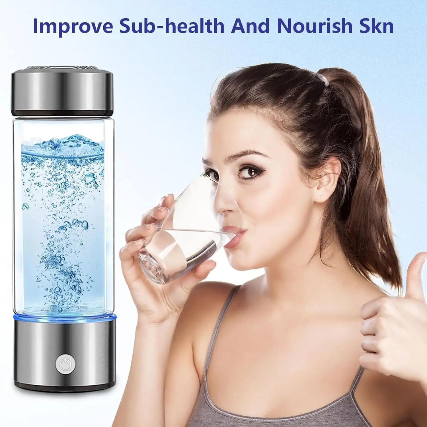 Hydroclear New Hydrogen Water Bottle Portable Rechargeable Hydrogen Water, Hydrogen Water Ionizer Machine, with SPE/PEM Technology, for Home Office Travel Fitness Drinking