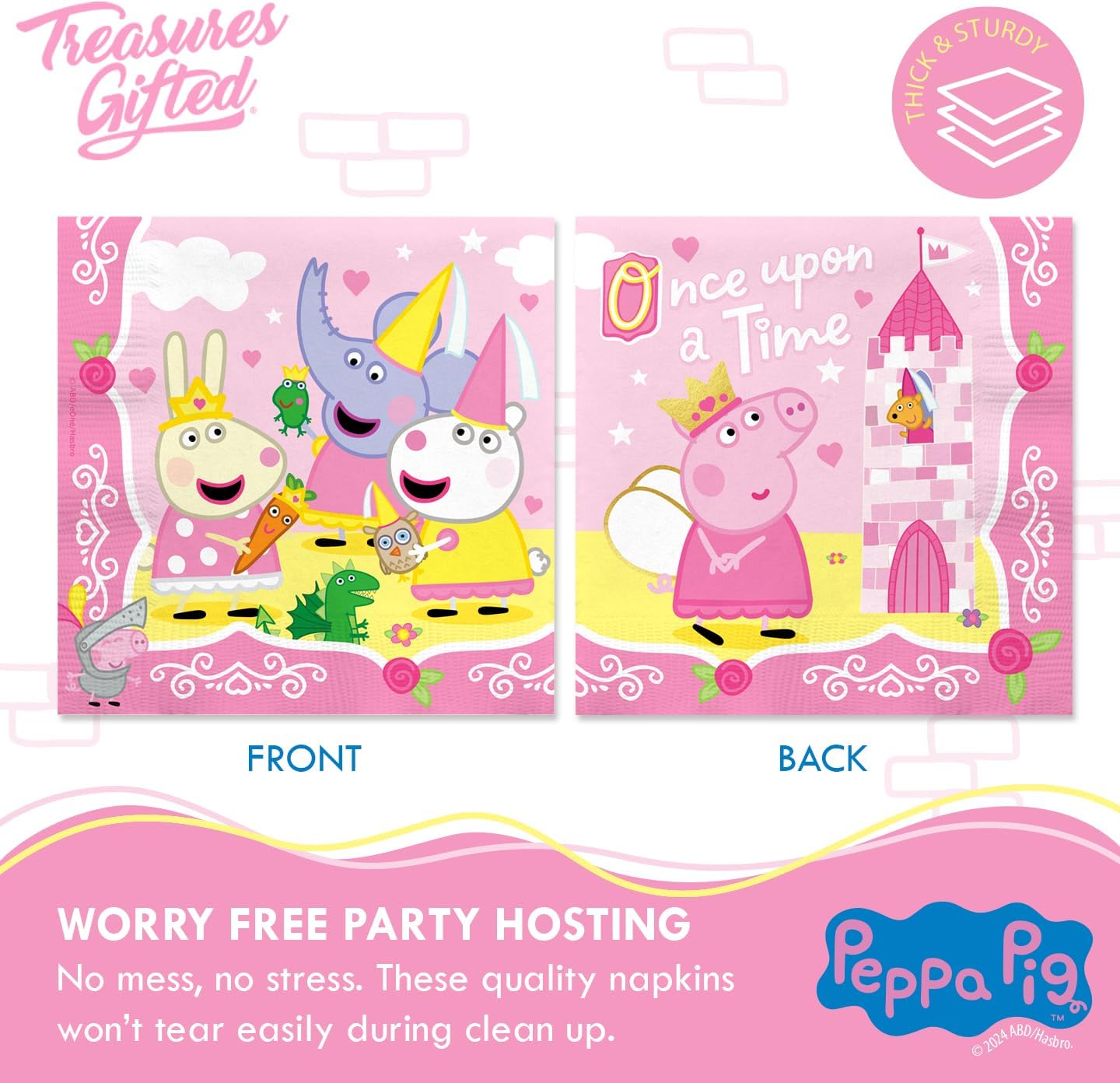 Treasures Gifted Officially Licensed Princess Peppa Pig Birthday Decorations - Serves 24 Guests Dinnerware Classic Set - Peppa Pig Party Supplies - Plates, Cups, and Napkins - Image 6
