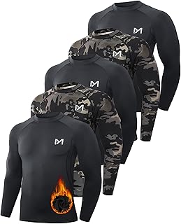 MEETWEE Herren Thermounterwäsche Oberteile, Thermoshirt Langarm Kompressionsshirt Funktionsshirt Atmungsaktiv Thermounterhemd Männer Sportshirt für Running Fitness Gym