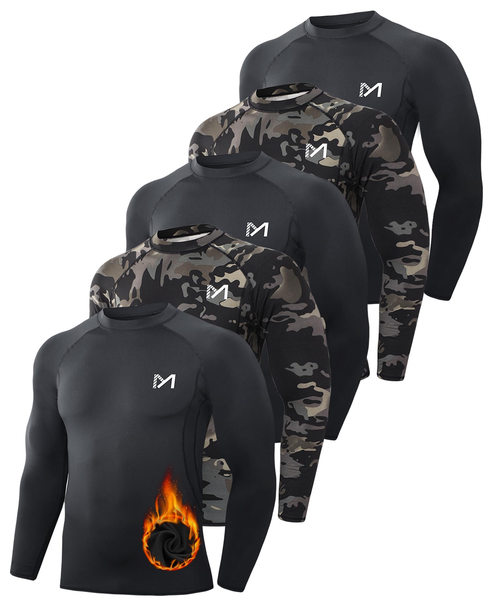 MEETWEE Camiseta De Compresión Hombre, Manga Larga para Deportes Camisetas Transpirable Secado Rápido T-Shirt para Running Ciclismo Fitness