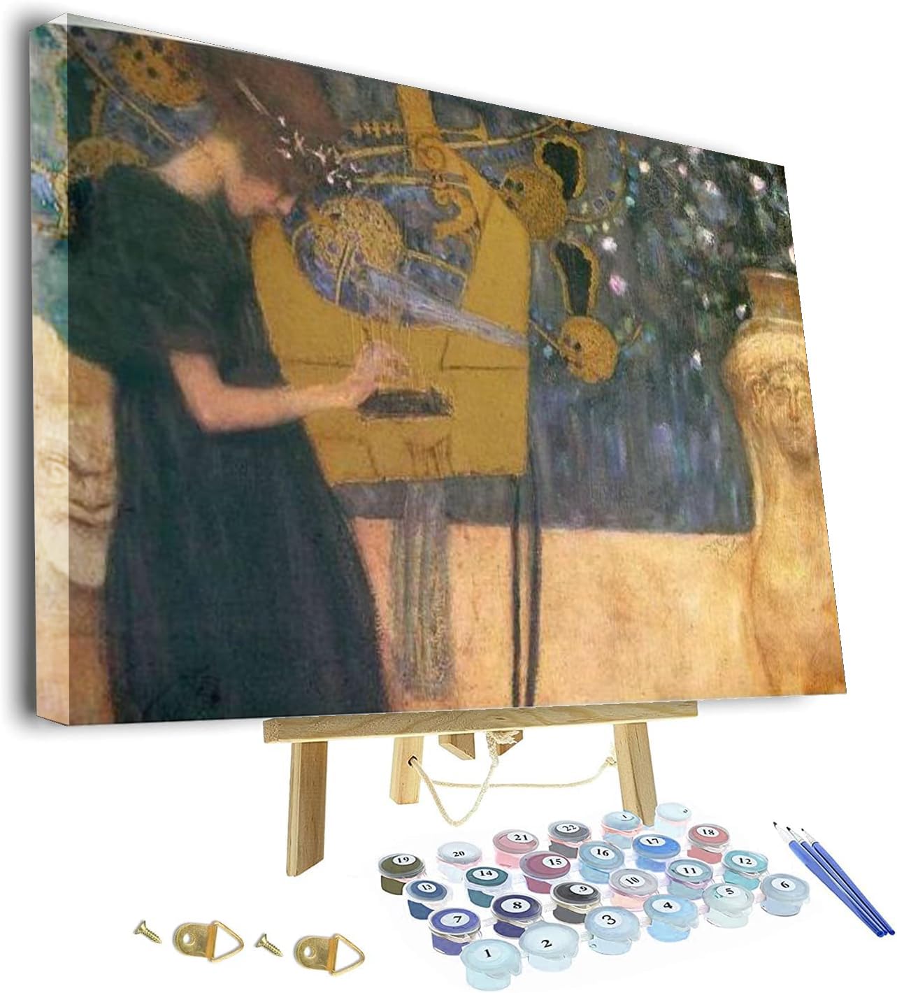 Zeyupain Diy Painting By Numbers For Adults,Painting By Gustav Klimt Music Framed And Easel,Adults Paint By Number Kits For Beginners On Canvas,
