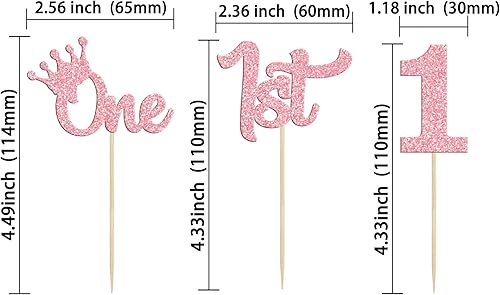 Miniatura 2 de 24 adornos para cupcakes con purpurina para el primer cumpleaños, decoración para baby shower, primer cumpleaños, fiesta, decoración de pasteles,