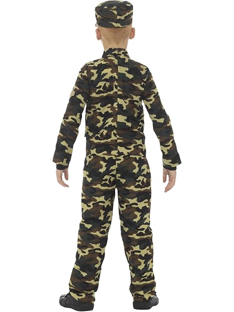Foto 3 de 8 de Smiffys Disfraz de camuflaje militar para niño de color verde con parte de arriba