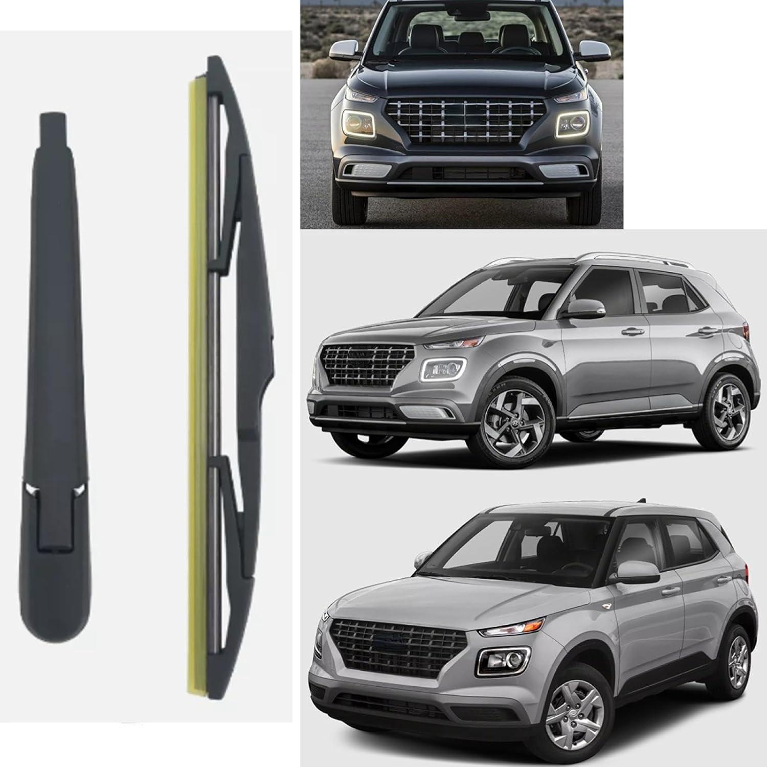 Rear Back Windshield Wiper Arm Blade Set for 2020 2021 2022 2023 2024 Hyundai Venue Sport Utility Essential, Preferred, SE, SEL, Trend,Ultimate, Limited, Denim Rear Wiper Arm Blades Replacement