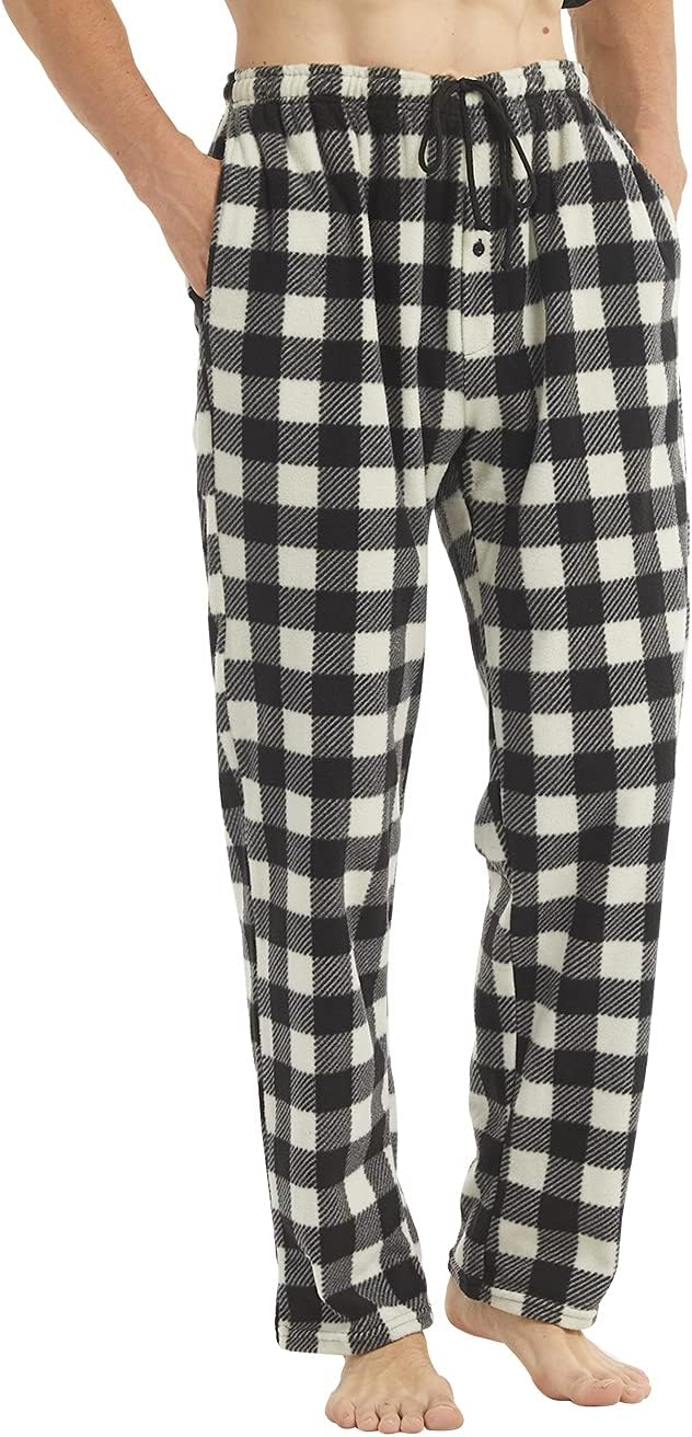 LANDUNSI Mens Pajama Pants Set Bottoms Fleece Lounge Sleepwear Plaid pj Pants with Pockets Microfleece