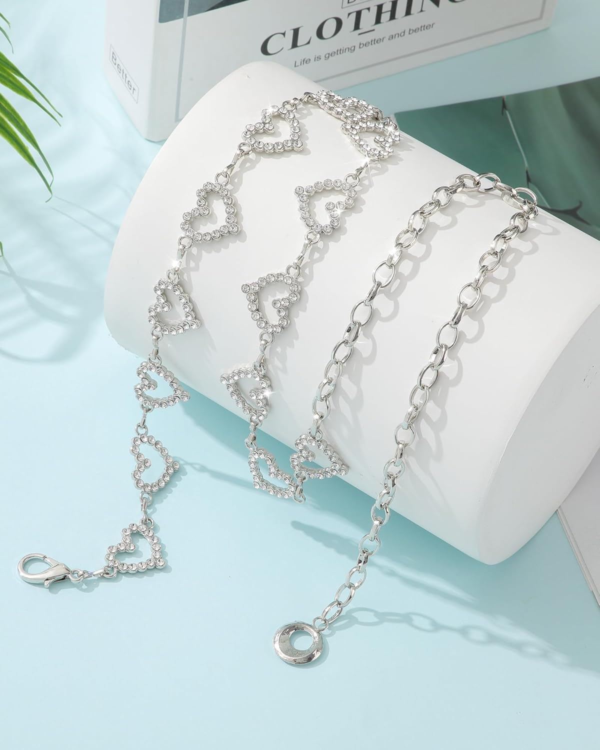 AWAYTR Heart Chain Belts for Girls - Rhinestone Silver and Gold Metal Waist Belt for Flower Girl Dresses Jeans - Image 7