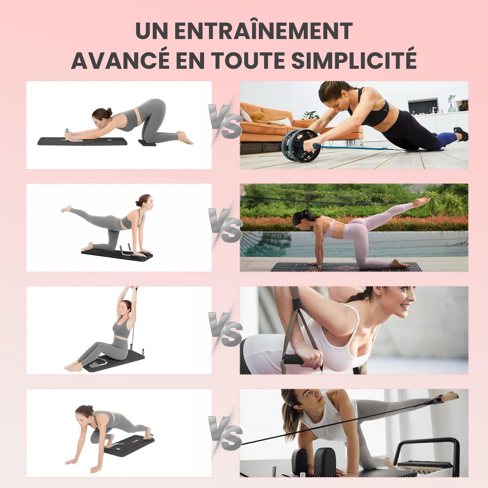 Extralink Pilates Reformer 6 en 1 Multifonctionnel Pliable Compact