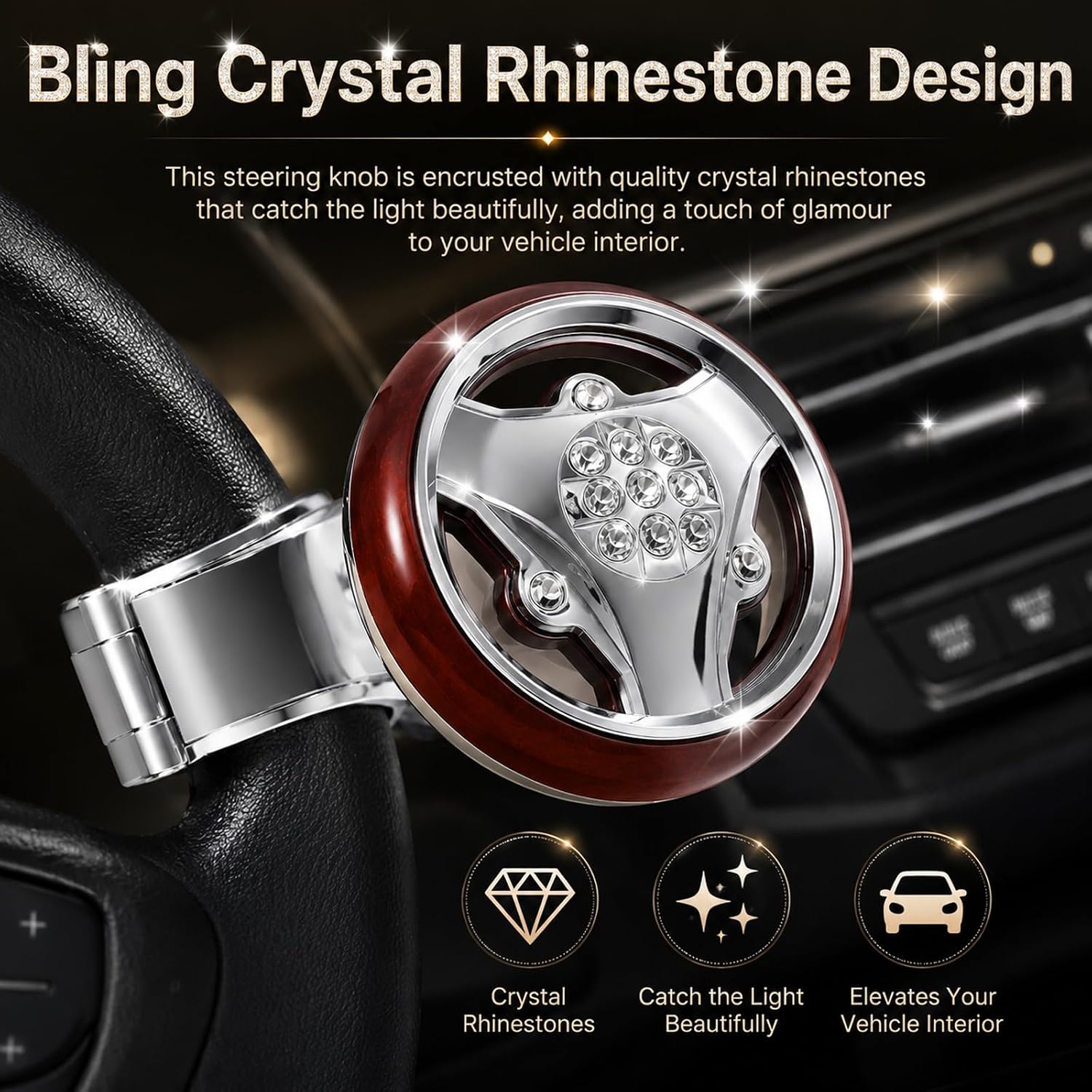 Stylish Steering Wheel Knob Spinner,Non-Slip Suicide Knobs for Steering Wheel with 360° Rotation Ball Bearing,Universal Steerings Wheels Knobs for Cars Accessories Fit Most Vehicles thumbnail
