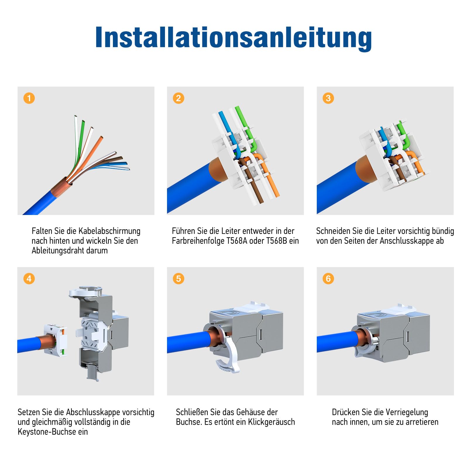 iwillink Set di pannelli patch CAT7 a 24 porte | montaggio a rack 1U 19" | 24 moduli Keystone RJ45 | 10 Gbps 600 MHz | nero