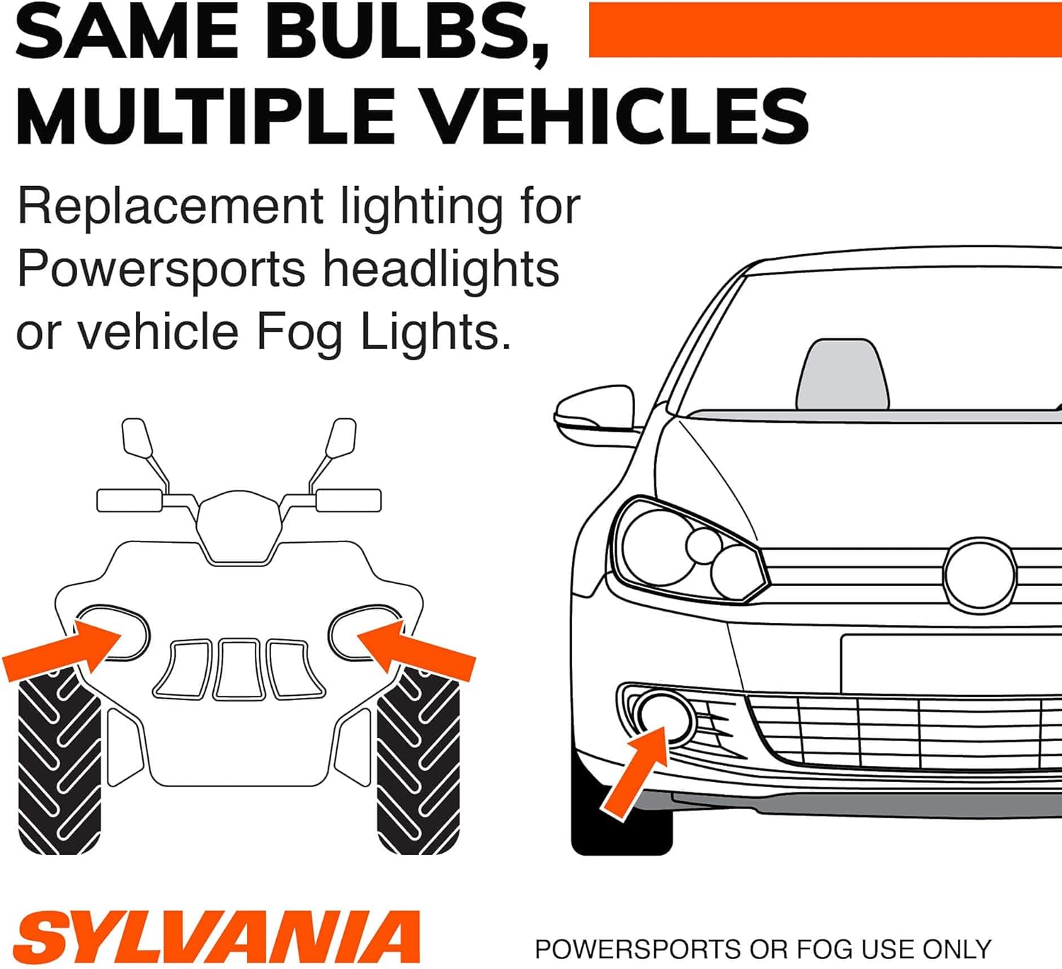 Sylvania H7 LED Powersport Headlight Bulbs for Off-Road Use or Fog Lights - 2 Pack