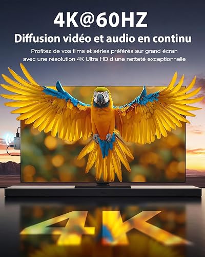 Trasmettitore e ricevitore HDMI wireless USB C 2026, Entrée 4K vers sortie 1080p@60Hz, 50m, 5,8 GHz per lo streaming di video e audio da telefono/tablet/laptop/PC/TV box a monitor/proiettore/TV - 3