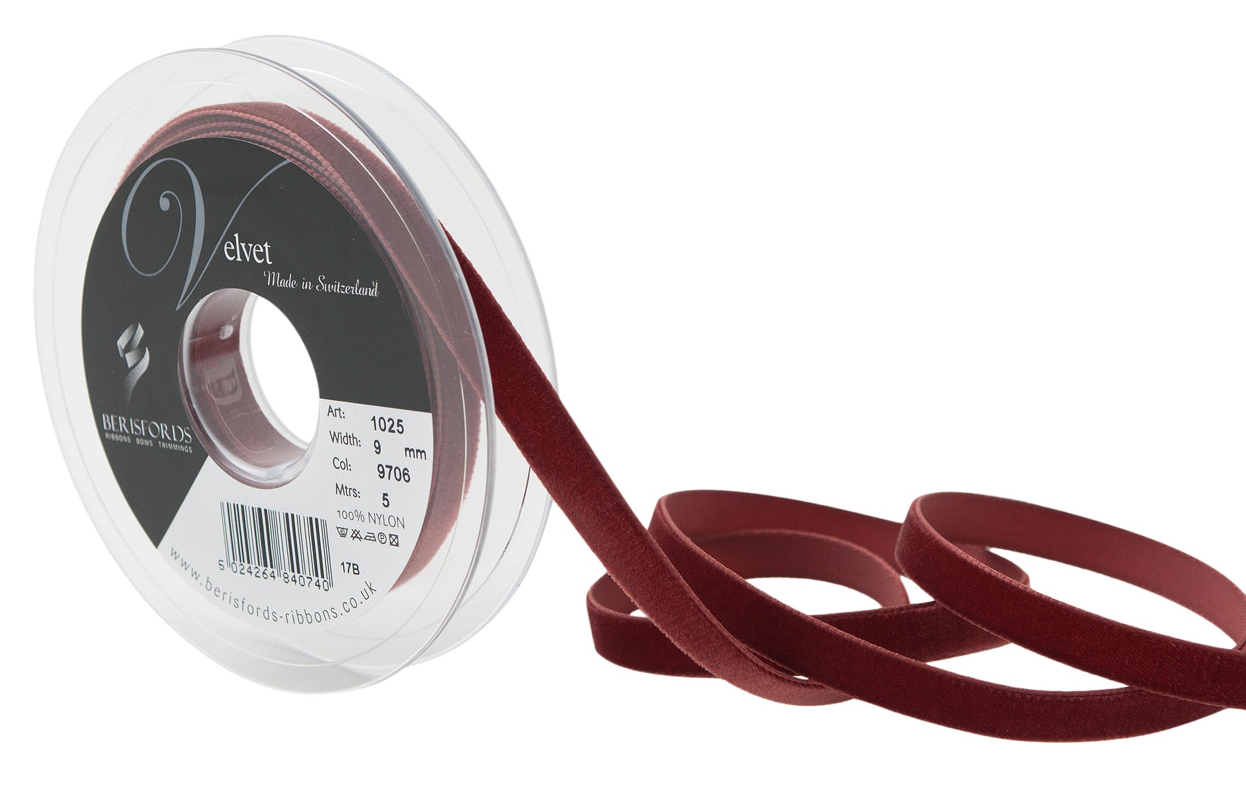 Berisfords Velvet Ribbon, Chestnut