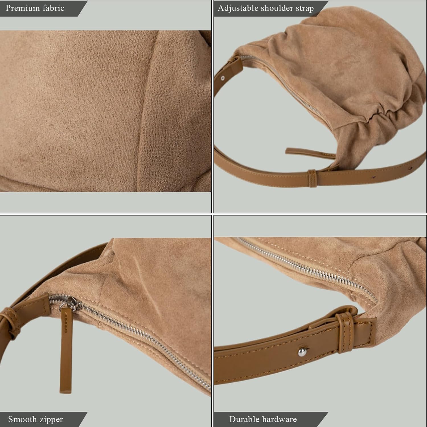 女性用スエードホーボーバッグ トップハンドル スラウチクロスボディバッグ しわスエード トートバッグ 調節可能なショルダーストラップ