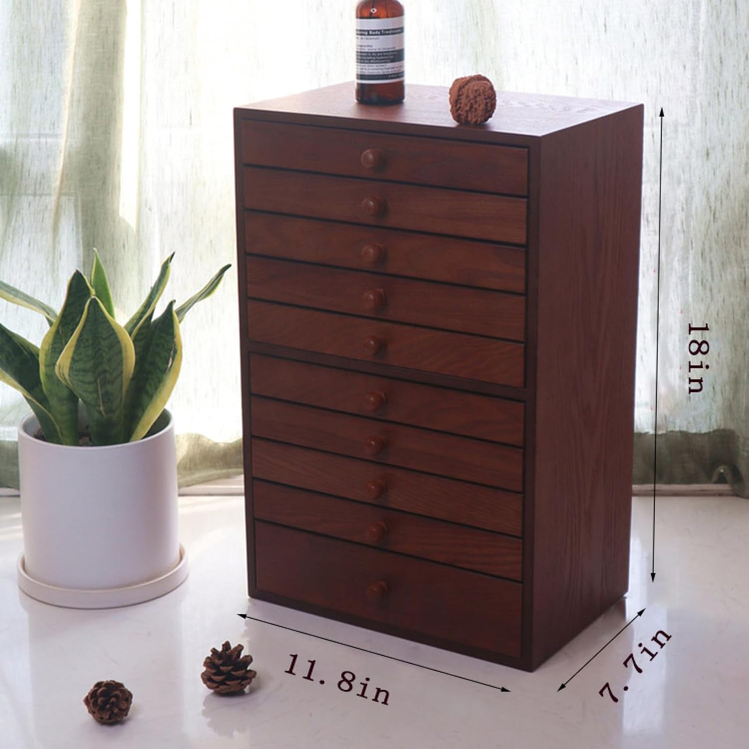 ACICS 10 Layers Wooden Jewelry Box Cabinet Display Organizer Wooden Jewelry Chest for Women for Storage Earrings Rings Necklace Bracelet, Ideal as Gift for Mom and Girlfriend
