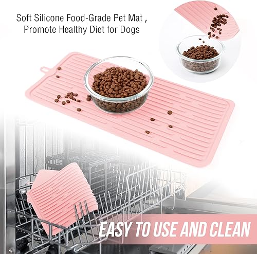 Miniatura 4 de Mantel individual para mascotas para perros y gatos, tapete para evitar el desbordamiento de alimentos y agua, tapete portátil y plegable, adecuado