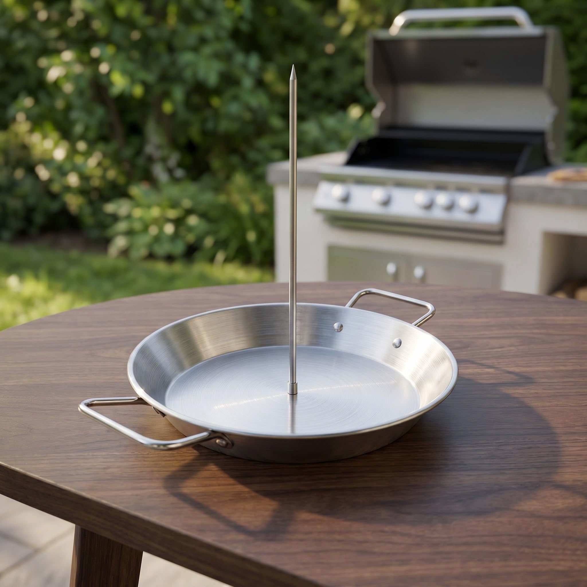 Operitacx 1 set di spiedi verticali in acciaio inox, spiedini verticali rimovibili, supporto per teglia da barbecue con doppio manico per tacos, pollo, affumicatore, forno e grigliate.