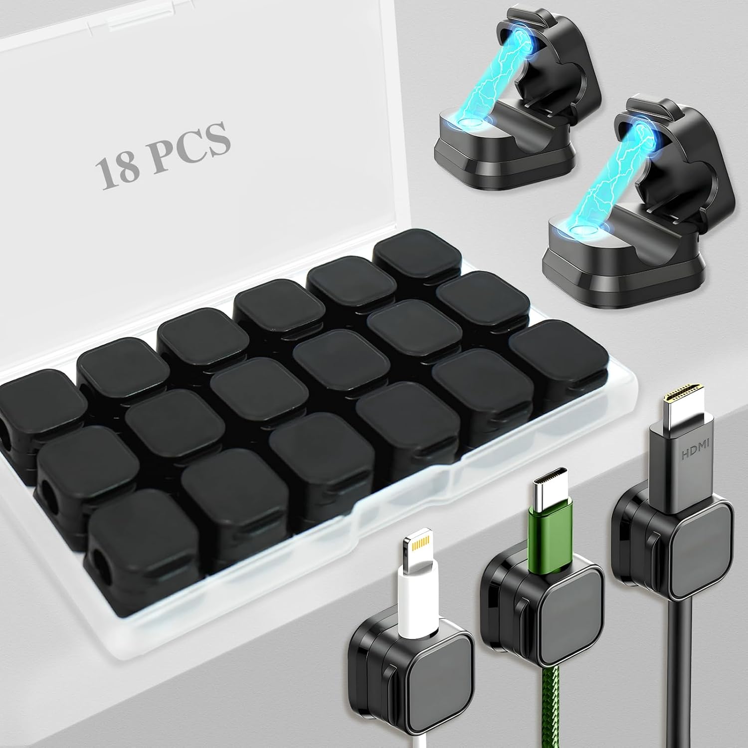 18 Pack Cord Organizer Holder,Magnetic Cable Clips Management,Easy Strong Adhesive Phone USB Charger Cord,Hide Or Organize Desk Cable for Kitchen,Office,Car,Nightstand(Black) 18 Pack Cord Organizer Holder,Magnetic Cable Clips Management,Easy Strong Adhesive Phone USB Charger Cord,Hide Or Organize Desk Cable for Kitchen,Office,Car,Nightstand(Black)