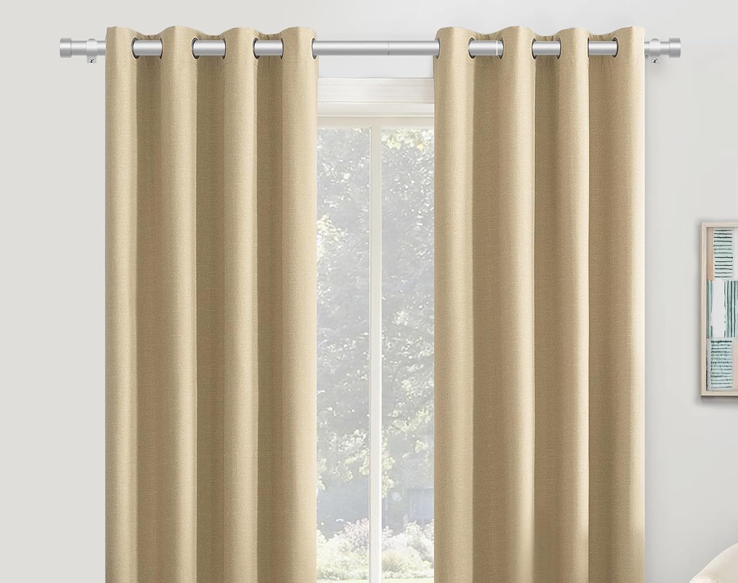 kamanina silver curtain rods 32 to 58 inch (2.6-4.8 feet), 1 inch heavy duty window curtain rod, modern adjustable drapery rods with end cap (32"-58") silver 32-58"