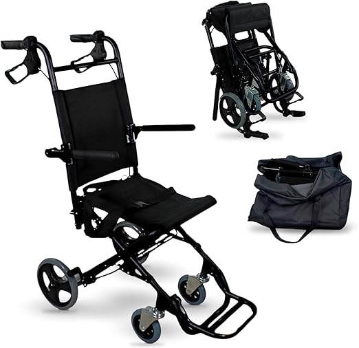 Mobiclinic®, Sedia a rotelle di transito, Saturno, Alluminio, Pieghevole, Freno sulle maniglie, Marchio europeo, Poggiapiedi ribaltabile, Braccioli pieghevoli, Leggero, Cintura sicurezza, Ergonomia