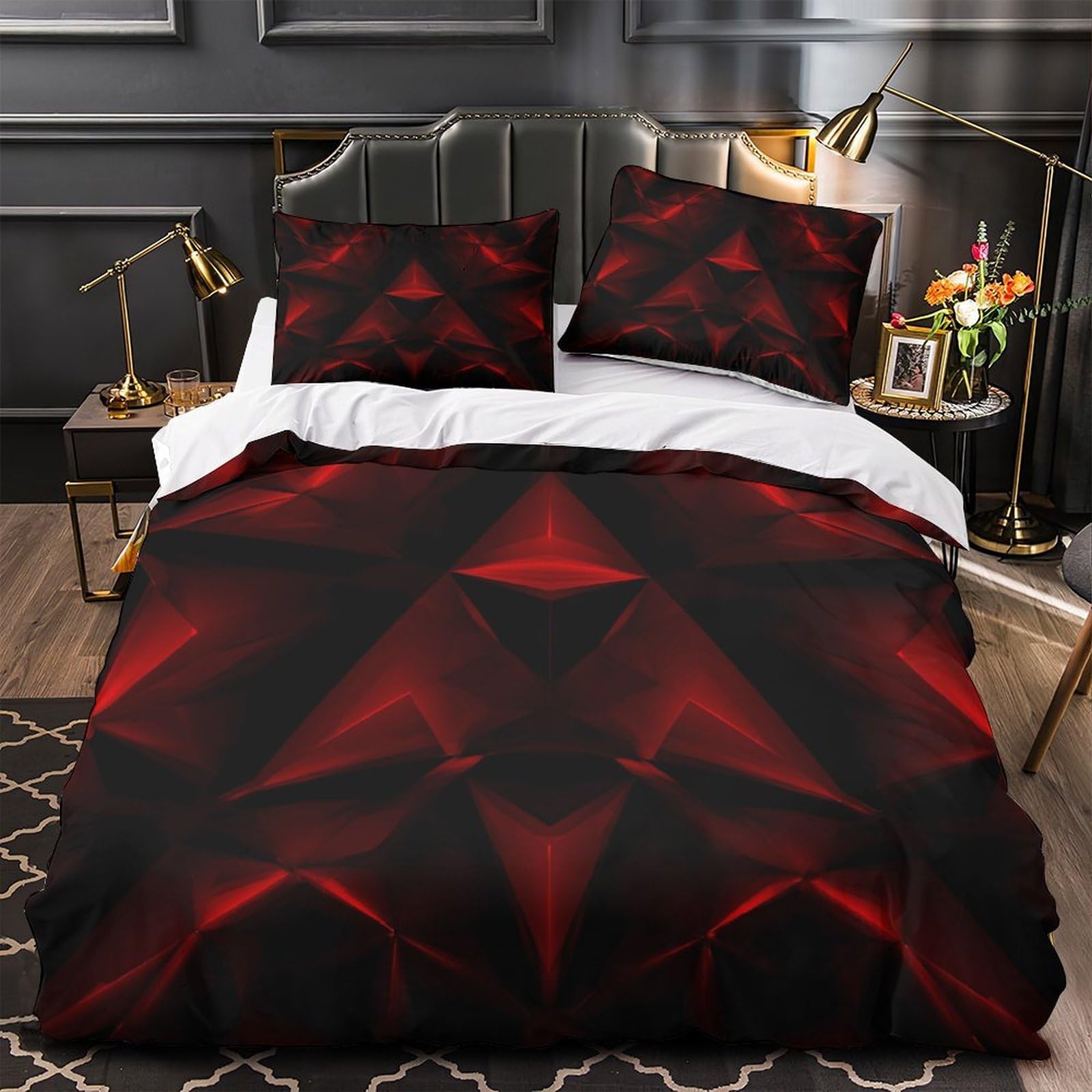 Housse de couette duo de corbeaux pour déco de chambre d'ado style tatouage moderne 260x220