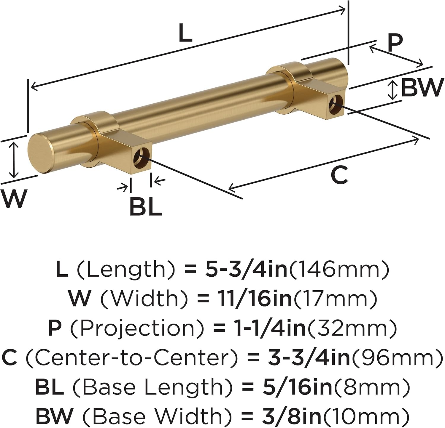 Amerock Central 3-3/4 inch (96mm) Center-to-Center Champagne Bronze Cabinet Pull - 10 Pack