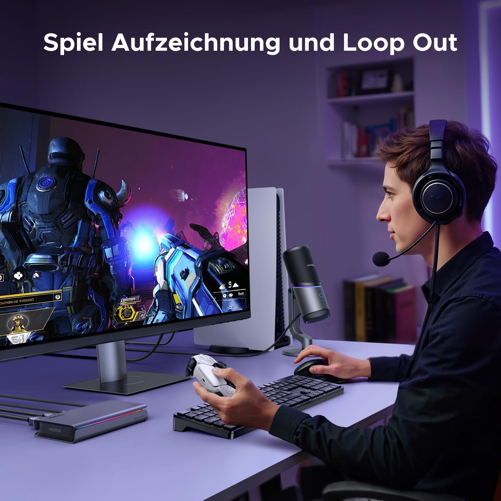 UGREEN 4K Capture Card, HDMI 2.1 4K144Hz Aufnahme und Passthrough, Niedriger Latenz, USB 3.2 Gen2 Game Capture Card für PS5/Xbox/Switch/Switch2/iPhone