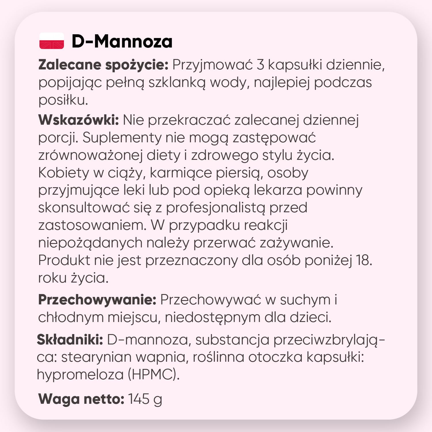 D-Mannoza 2000 mg – 180 kapsułek na 2 miesiące stosowania – suplement pochodzenia naturalnego – bez GMO i dodatków – odpowiedni dla wegan, bez stearynianu magnezu