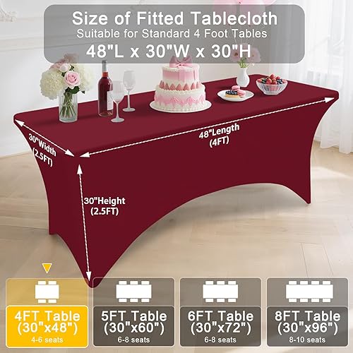 Miniatura 35 de Smiry Paquete de 2 manteles de elastano de 6 pies, elásticos ajustables, lavables y sin arrugas, rectangulares para mesa de patio, para exteriores,