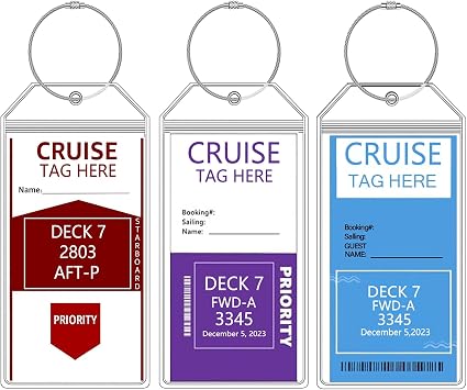 Cruise Luggage Tags 3 Pack, 7.7IN*3.74IN - Clear, Wide Holders with Waterproof Zip, Reusable Steel Wire Loops, Compatible with Carnival, Princess, NCL Cruise Ships 2023-2024
