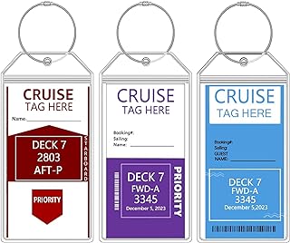KINGSUM Cruise Luggage Tags (3 Pack, 7.7IN*3.74IN) - Clear, Wide Holders with Waterproof Zip, Reusable Steel Wire Loops, Compatible with Carnival, Princess, NCL Cruise Ships (2023-2024)