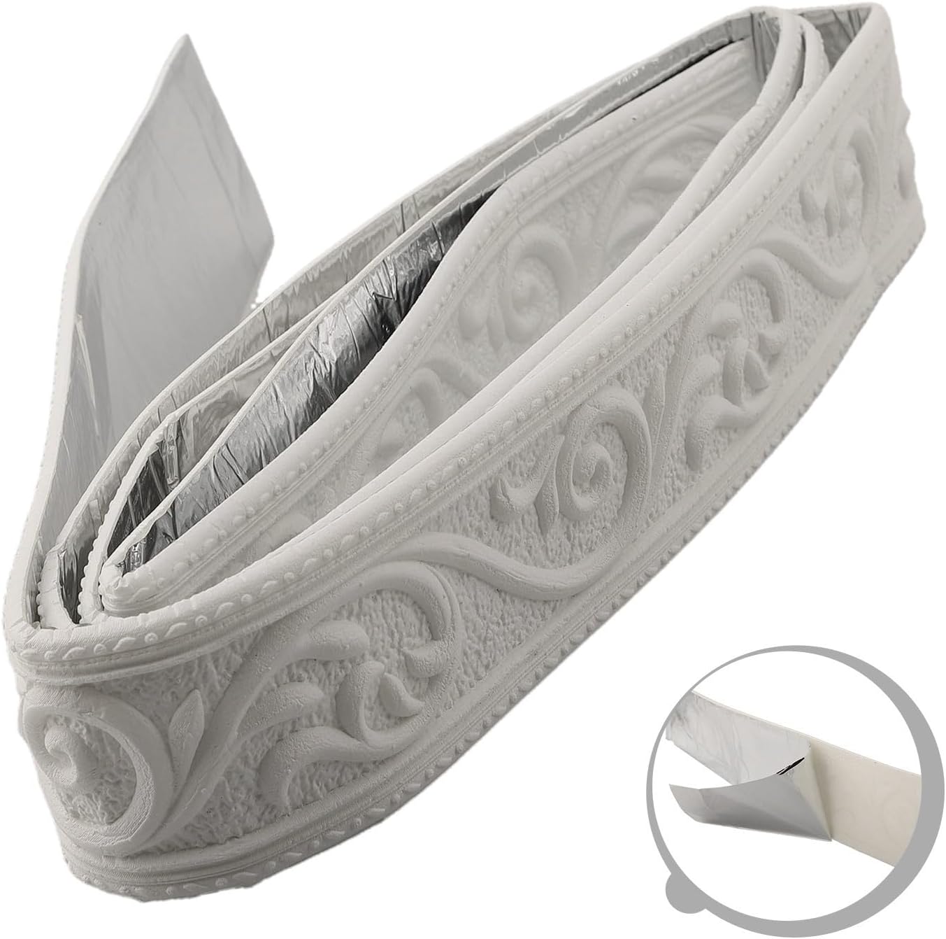 3D Tiles DIY Waterproof Skirting Sticker Border Decoration,White,230x5x0.4cm XPE Foam Molding Trim for Wall,Door Frame and TV Background(White)