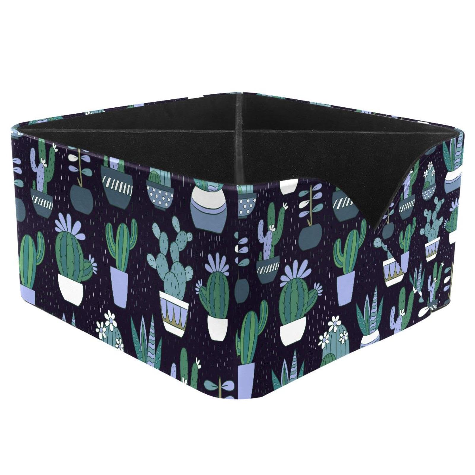 KengjuTesu Cactus Pottings Desktop Organizer Pen Holder, Rectangular Pencil Cup for Office, Study and Makeup Stations
