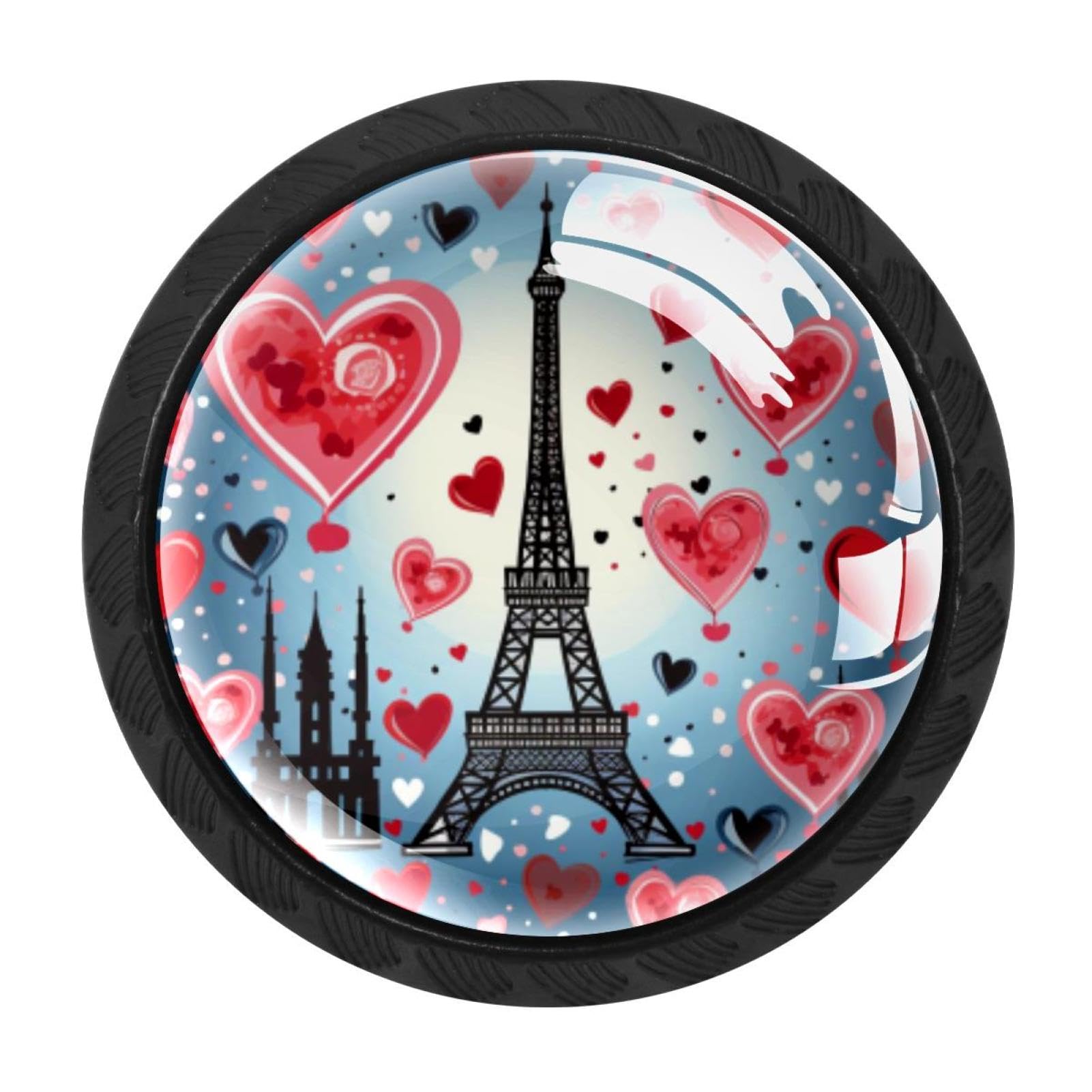 Chenzzzz Multicolored 11 Eiffel Tower Valentine's Day Cabinet Knobs 4 Pieces Drawer Kitchen Cabinets Dresser Cupboard Wardrobe Unique Pulls Handles