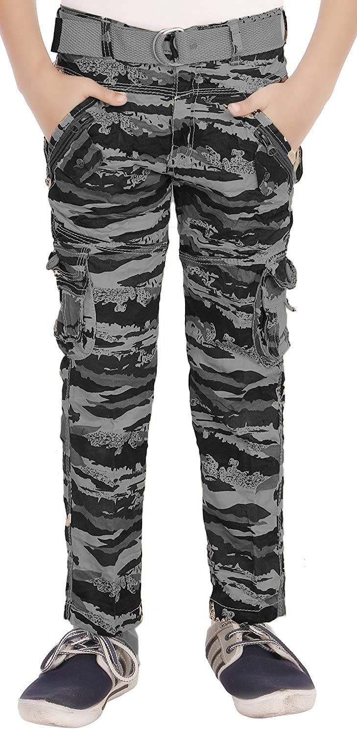 ADBUCKS Boy's Stylish Army Print Relaxed Fit Cotton Cargo Pants (Multi Color & Size)