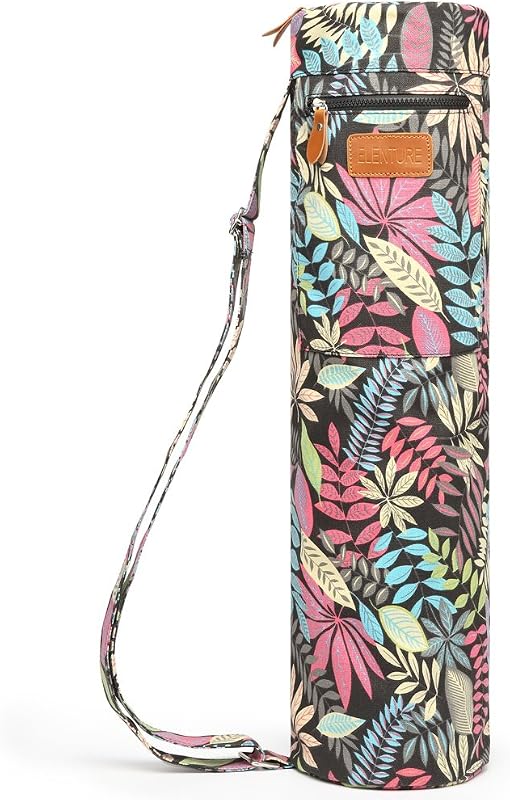 Yoga Mat Bag for Women & Men, Full-Zip Canvas Pilates Bag with Pockets | Lightweight Yoga Mat Carrier with Adjustable Shoulder Strap, Fits 1/4 & 1/3 Inch Thick Mats, for Studio Gym Travel Workout