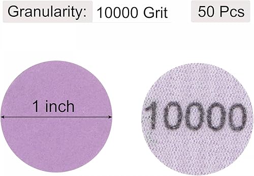 Miniatura 7 de uxcell 50 discos de lija morados de 1 pulgada, 3000 granos, gancho y bucle, papel de arena profesional de óxido de aluminio, tamaño mini para