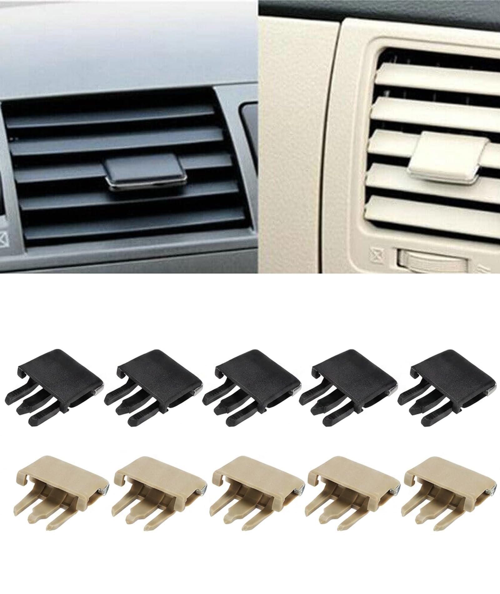 10Pcsar Ac Vent Clip Slider, AC Vent Clip for Car with Precise Climate Control in Vehicles, Universal Fit for Most Vehicles, Adjustable Air Vent Clip for Car AC, 10PCS in Beige and Black Colors-image-12