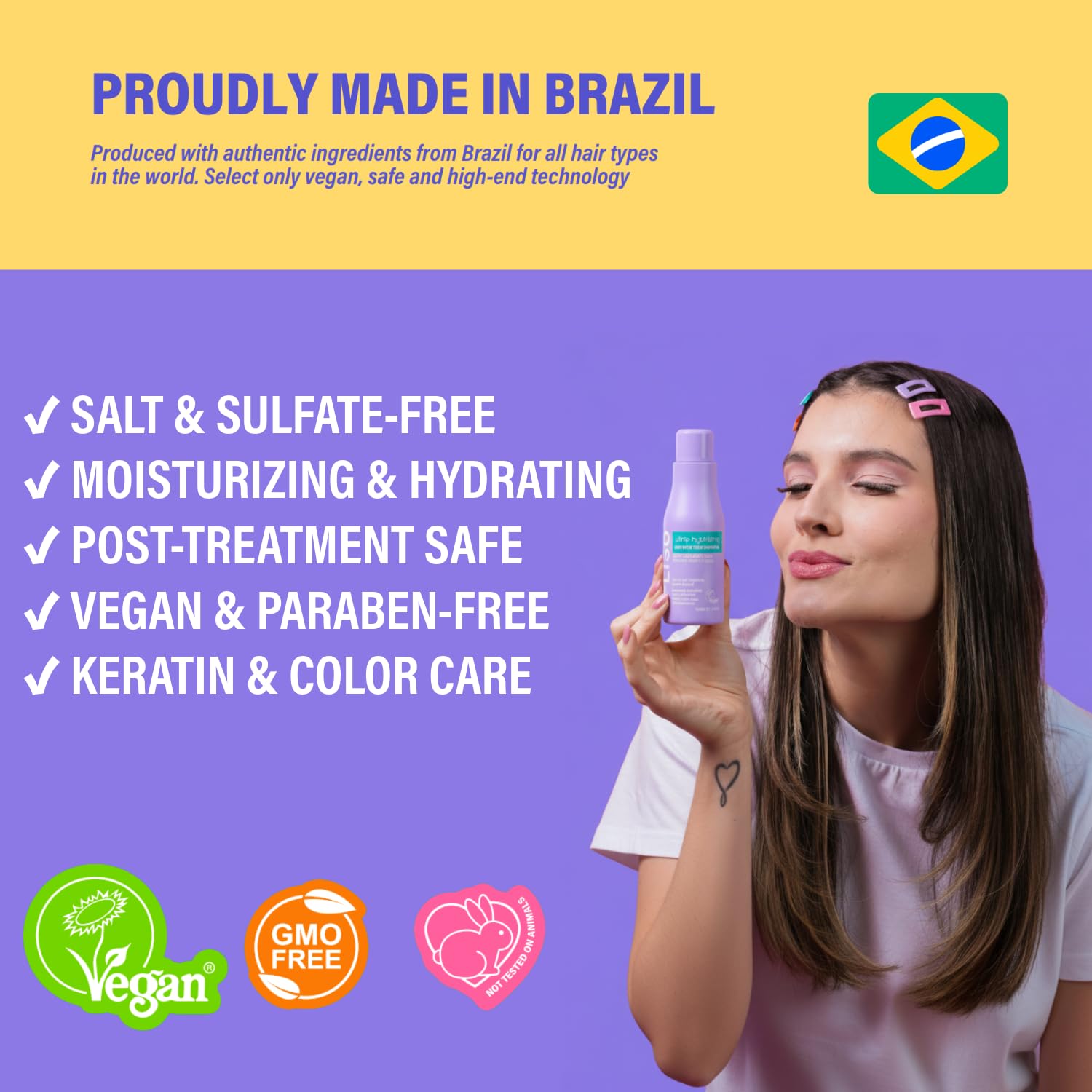 Ultra-Hydrating Sulfate-Free & Salt-Free Shampoo – Moisturizing, Shampoo for color treated hair, Vegan Post-Treatment Care for Straightened & Keratin-Treated Hair & Anti-Frizz Formula - Image 6