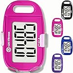 OZO Fitness Clip-on 3D Pedometer for Walking Steps Counter with Lanyard, Simple Exercise Tracker for Women and Seniors with Large Accurate Digital Display, Portable Minimalist Sports Monitor, Pink