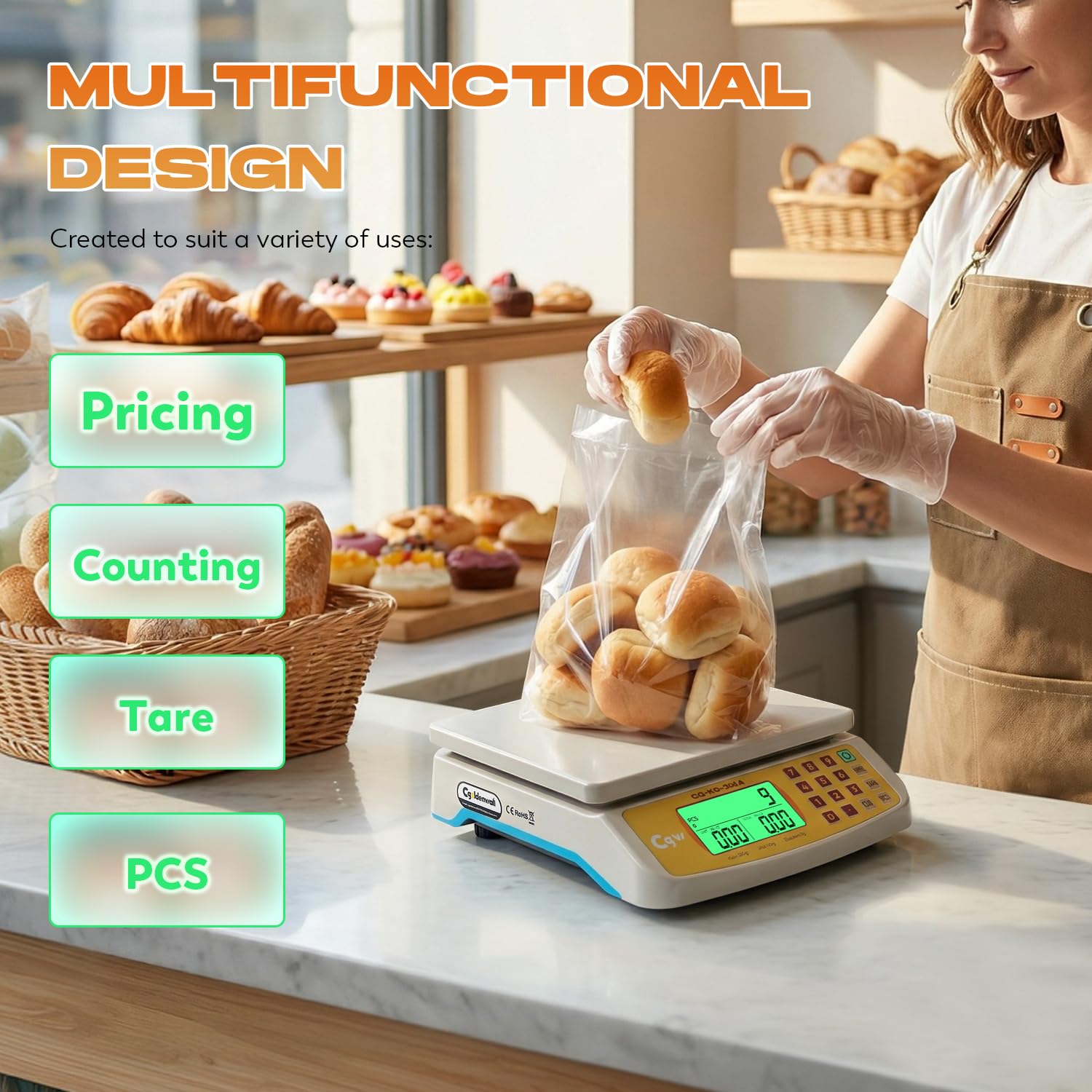 CGOLDENWALL 30kg/1g Balance Cuisine Numérique - KG/LB/OZ, Comptage & Tare