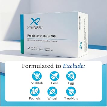 XYMOGEN ProbioMax Daily 30B - Probiotics for Digestive Health Support - Lactobacillus Acidophilus & Bifidobacterium Lactis HN019 - Vegetarian, Gluten-Free & Non-GMO - 60 Capsules | Probiotics for Digestive Health Support, Lactobacillus Acidophilus and Bifidobacterium Lactis HN019