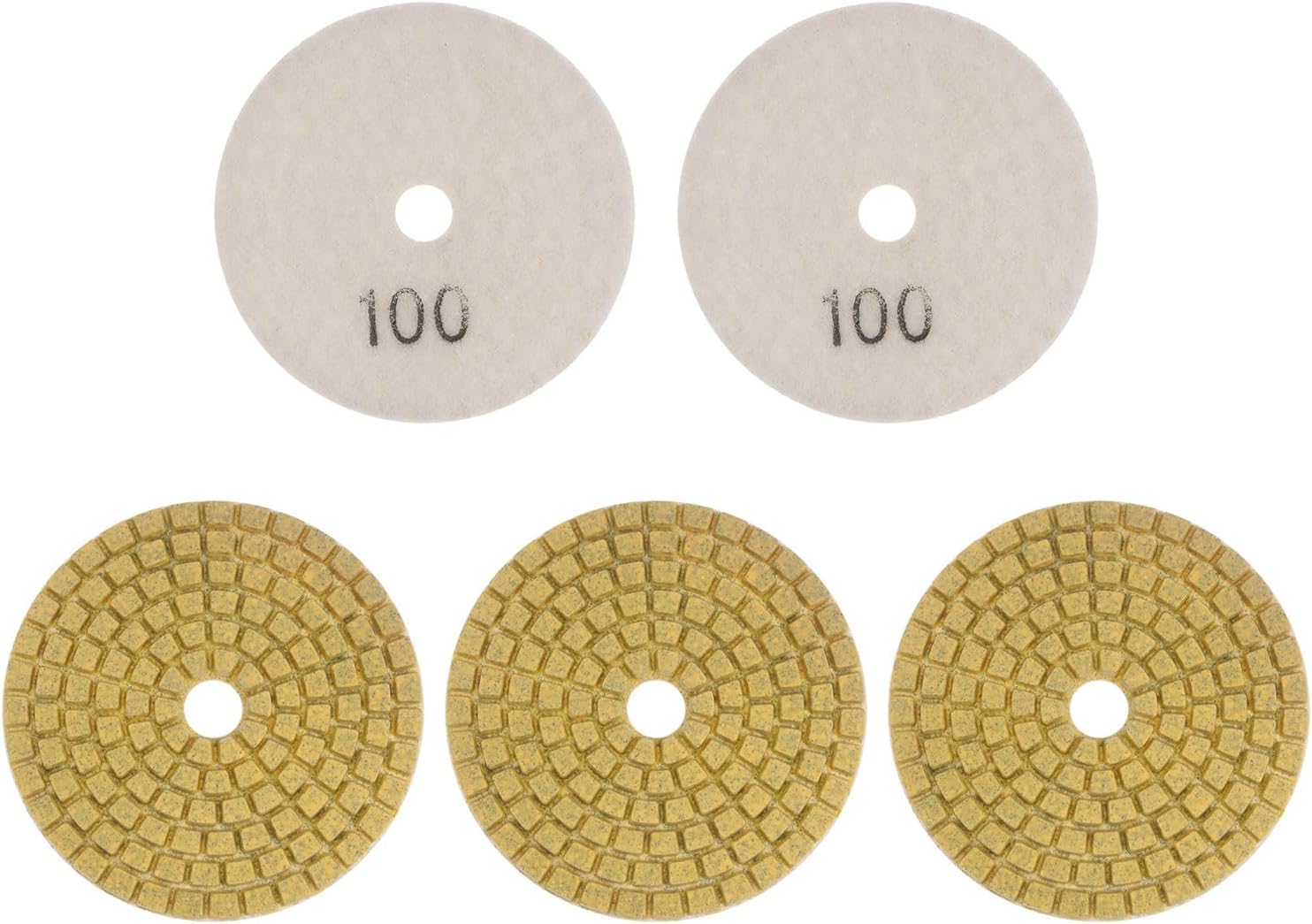 HARFINGTON 5pcs Diamond Polishing Pads 3" Grits 100 Wet/Dry Premium Diamond Polish Pad for Stone Concrete Marble Countertop Quartz for Polisher Grinder
