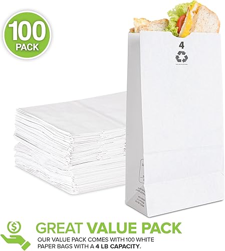 Miniatura 14 de Stock Your Home Bolsas de almuerzo de papel kraft marrón de 4 libras (500 unidades) – Bolsas de almuerzo desechables a granel, bolsa en blanco